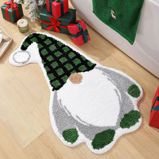 Festive Christmas-Themed Rug with Santa, Trees, and Snowmen for Holiday Cheer