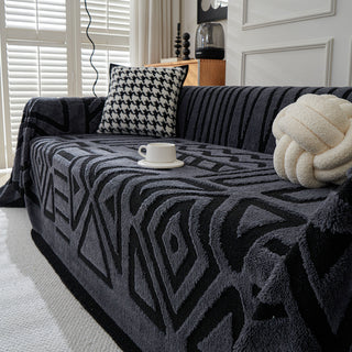 Geometric Pattern Plush Sofa Cover