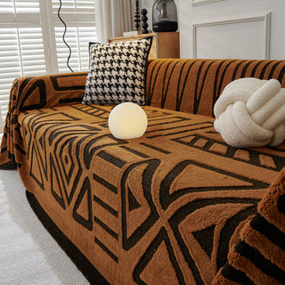 Geometric Pattern Plush Sofa Cover