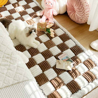 Large Plaid Square Pet Dog Mat Bed Couch Cover