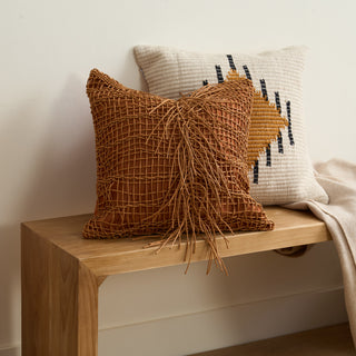 Leather Tassel Cushion Cover