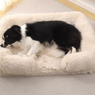 Long Plush - Square Surround Support Deep Sleep Dog Bed