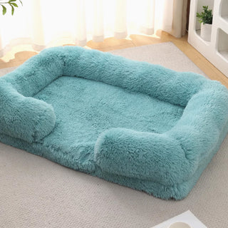 Long Plush - Square Surround Support Deep Sleep Dog Bed