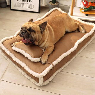 Luxurious Retro Faux Leather Deep Sleep Dog Bed with Pillow