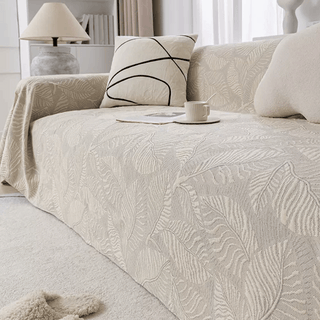 Neutral Leaves Sofa Cover
