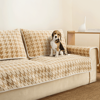 Plush Houndstooth Sofa Cover - Final Sale