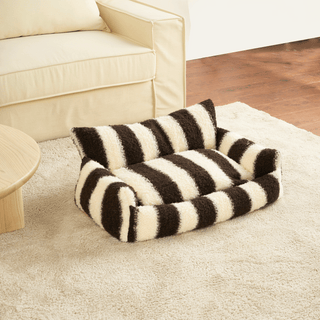 Plush Stripes Pet Sofa with Cushions