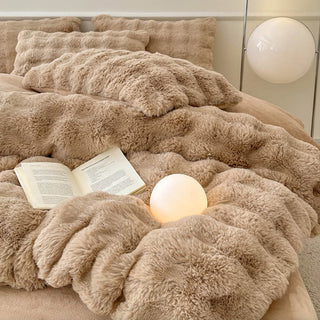Faux Rabbit Fur Faux Fur Throws For King Size Beds Puffy Comfort