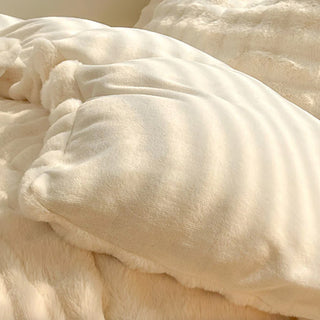 Puffy Comfort Thickened Faux Rabbit Fur Bed Sheet Set