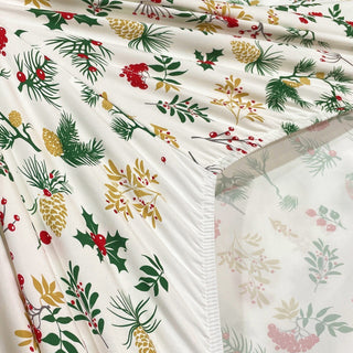 Quick-Dry Winter Floral Blossom Printed Sheet Set Botanical Soft Ligthweight for Cozy Comfort