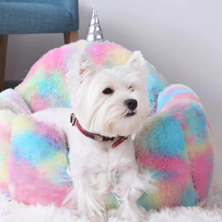 Rainbow Unicorn Plush Washable Warming Dog & Cat Bed