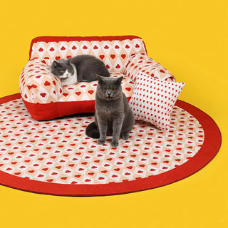 Retro Red Heart Poker Pet Sofa Fully Support Dog Sofa Bed