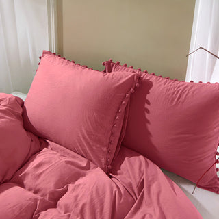 Soft Touch Pom Pom Fringe Duvet Cover Set Soft Chic Bedding with Playful Details