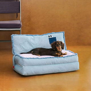 Spacious Foldable Denim Multi-Functional Dog & Cat Sofa Bed