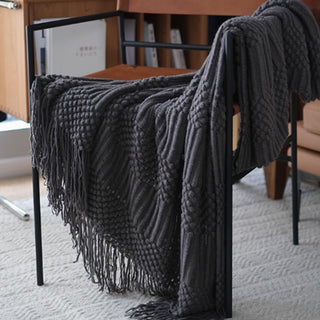 Textured Fringe Throw Blanket