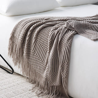 Textured Fringe Throw Blanket