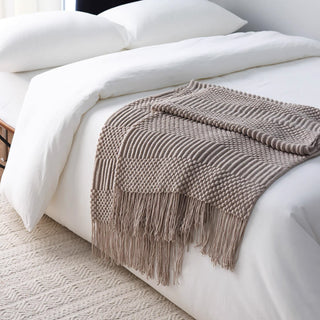 Textured Fringe Throw Blanket