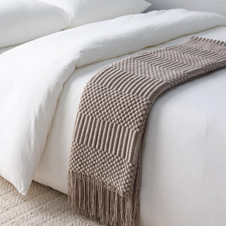 Textured Fringe Throw Blanket