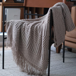 Textured Fringe Throw Blanket