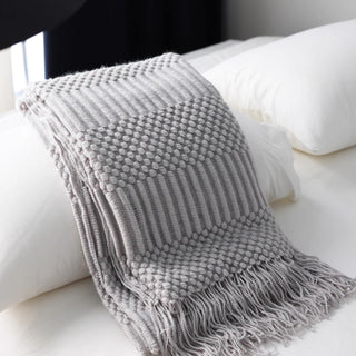 Textured Fringe Throw Blanket