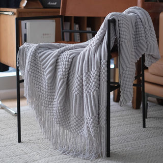 Textured Fringe Throw Blanket