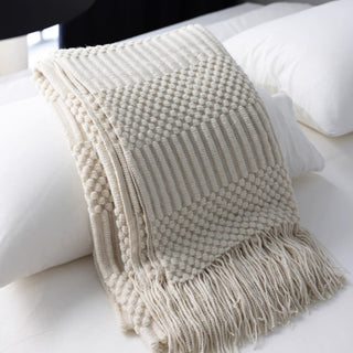 Textured Fringe Throw Blanket