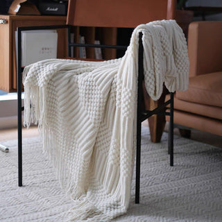 Textured Fringe Throw Blanket