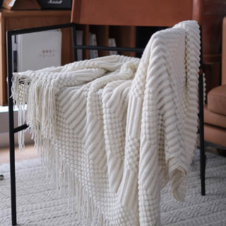 Textured Fringe Throw Blanket