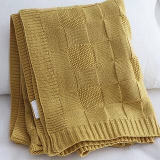 Textured Grid Knit Throw Blanket