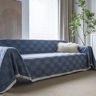 Textured Indigo Patchwork Sofa Cover