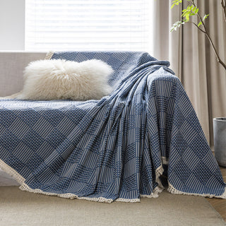 Textured Indigo Patchwork Sofa Cover