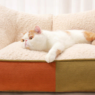 Warm Cozy Multi-Pet Calming Double Pillows Dog & Cat Sofa Bed