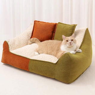 Warm Cozy Multi-Pet Calming Double Pillows Dog & Cat Sofa Bed