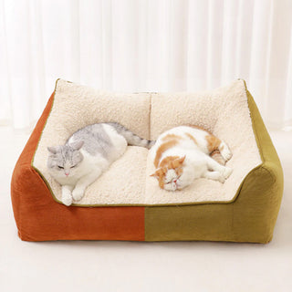 Warm Cozy Multi-Pet Calming Double Pillows Dog & Cat Sofa Bed