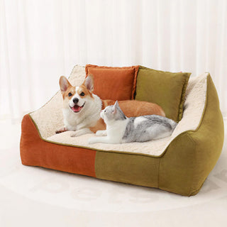 Warm Cozy Multi-Pet Calming Double Pillows Dog & Cat Sofa Bed